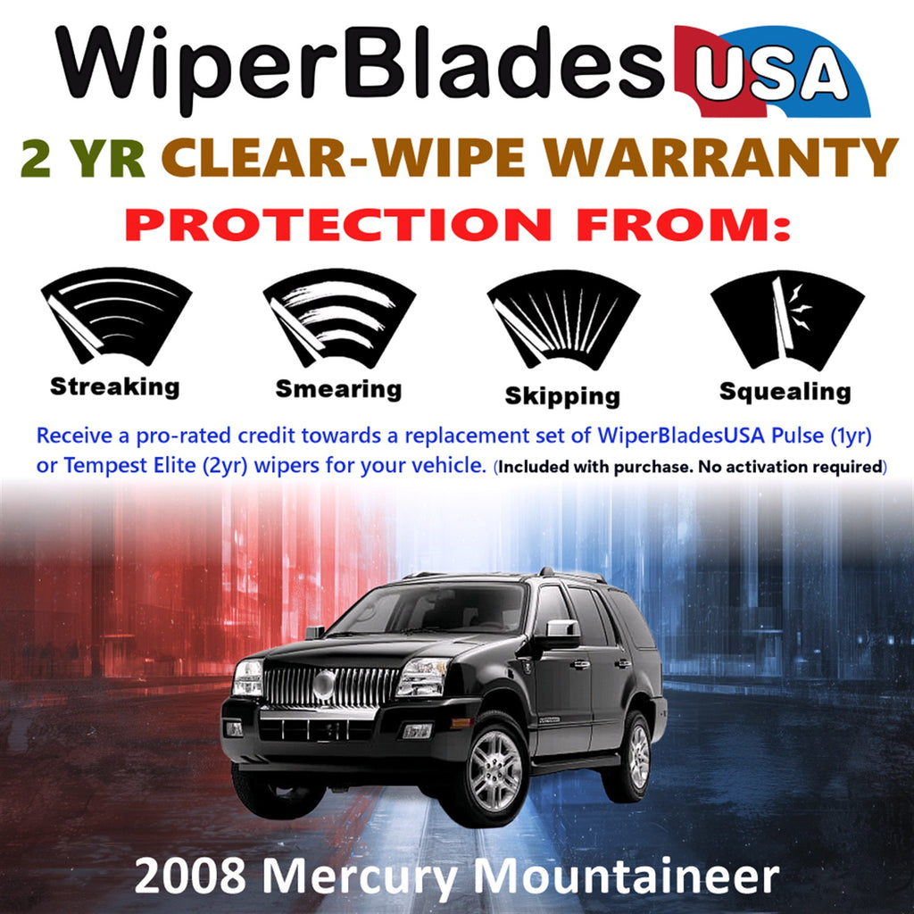 2008 Mercury Mountaineer Front w/Rear Wiper blades Set  Includes 2yr Wear Warranty & Free Delivery