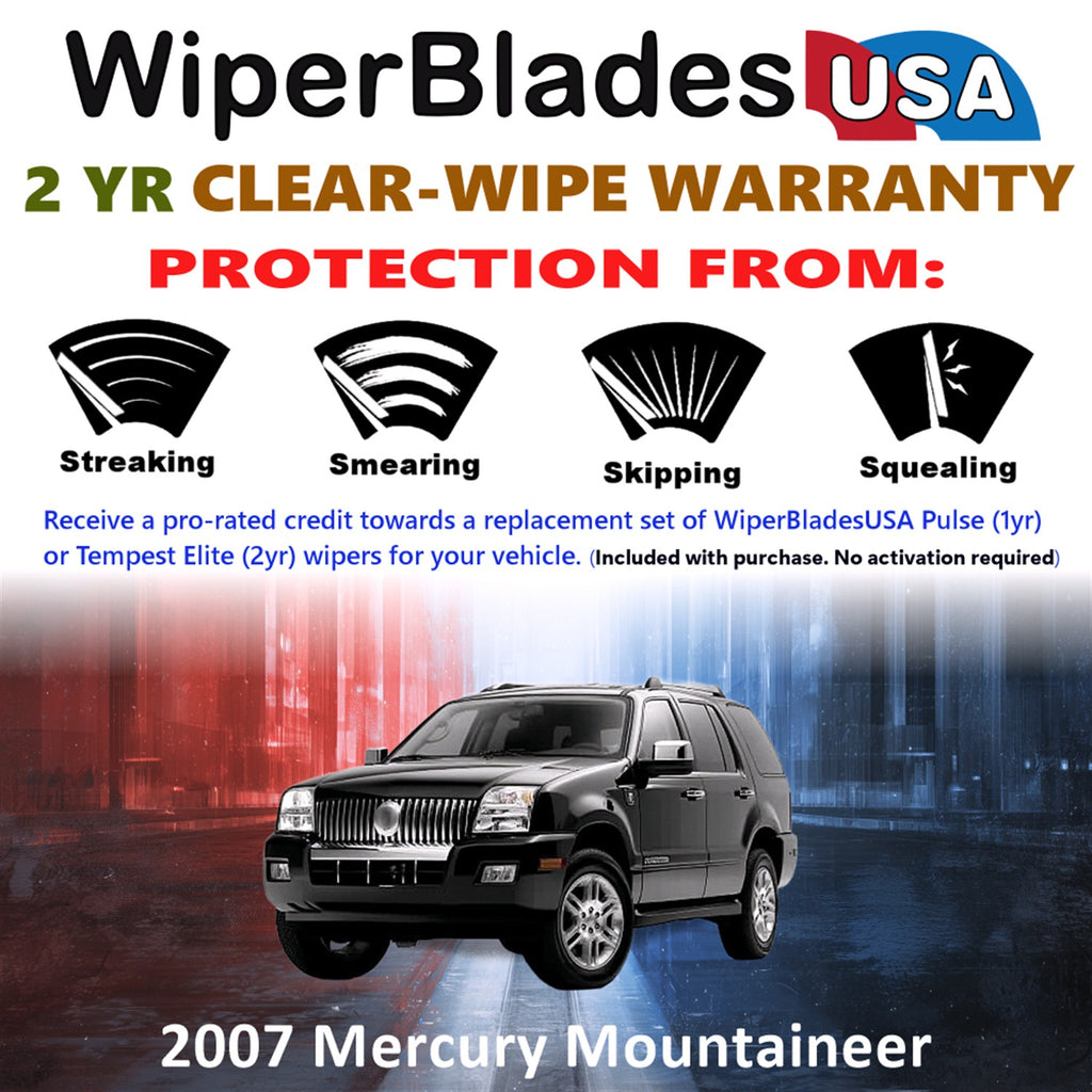 2007 Mercury Mountaineer Front w/Rear Wiper blades Set  Includes 2yr Wear Warranty & Free Delivery