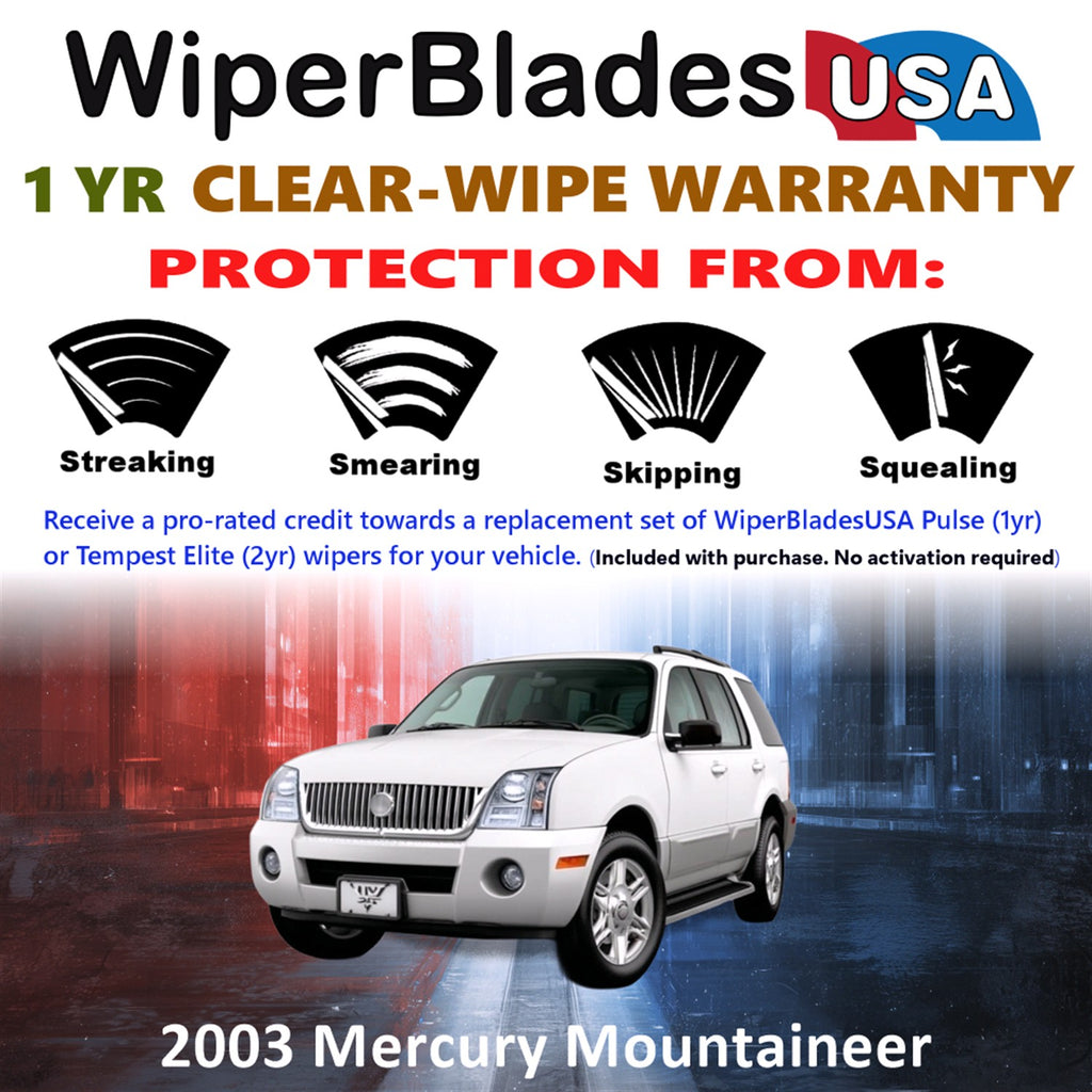 2003 Mercury Mountaineer Front Wiper blades Set Includes 1yr Wear Warranty & Free Delivery