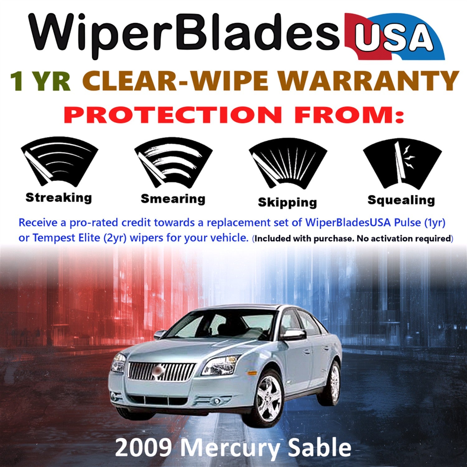 2009 Mercury Sable Front Wiper blades Set Includes 1yr Wear Warranty & Free Delivery