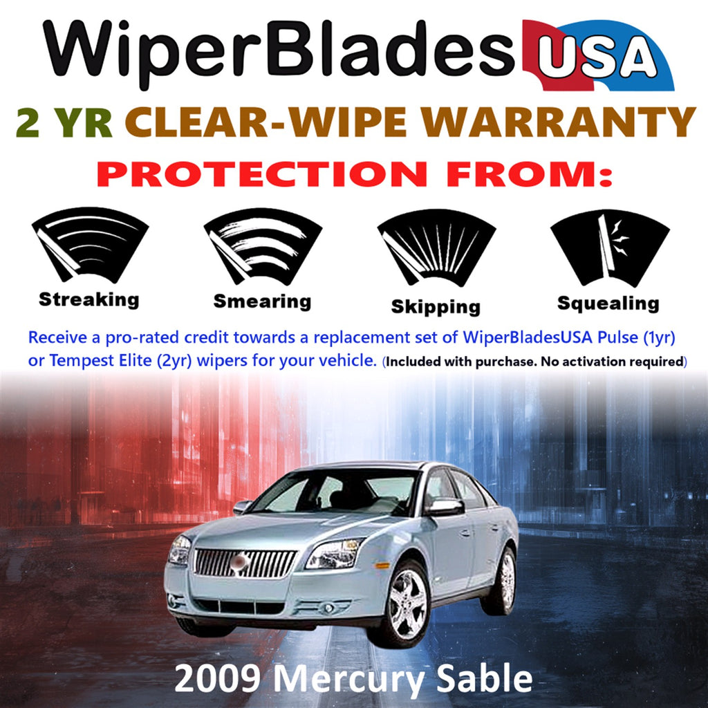 2009 Mercury Sable Front Wiper blades Set  Includes 2yr Wear Warranty & Free Delivery