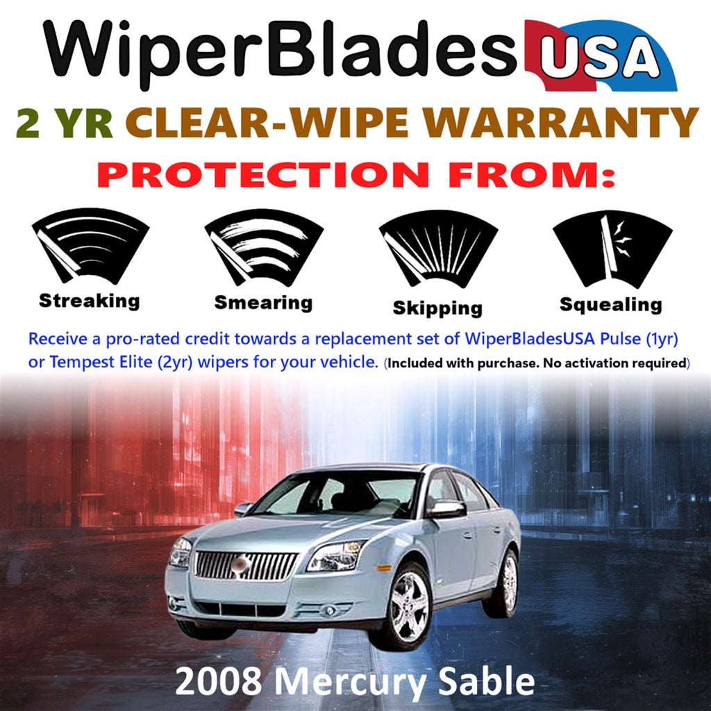 2008 Mercury Sable Front Wiper blades Set  Includes 2yr Wear Warranty & Free Delivery