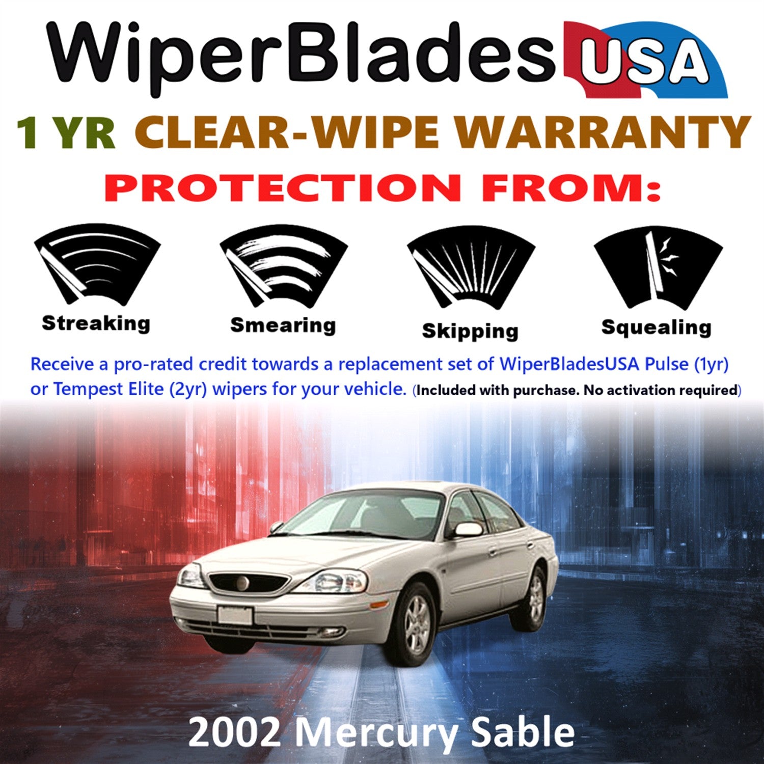 2002 Mercury Sable Front Wiper blades Set Includes 1yr Wear Warranty & Free Delivery