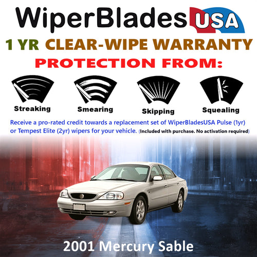 2001 Mercury Sable Front Wiper blades Set Includes 1yr Wear Warranty & Free Delivery