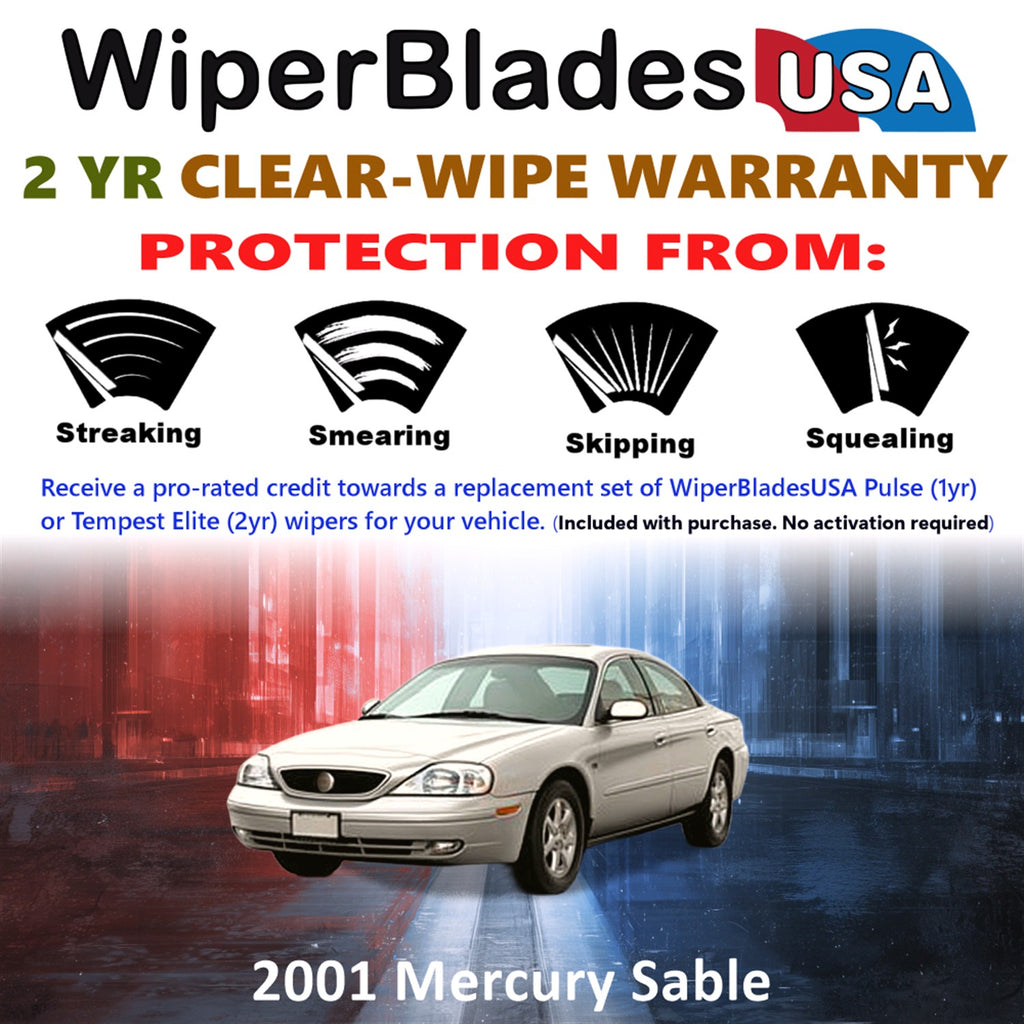 2001 Mercury Sable Front w/Rear Wiper blades Set  Includes 2yr Wear Warranty & Free Delivery