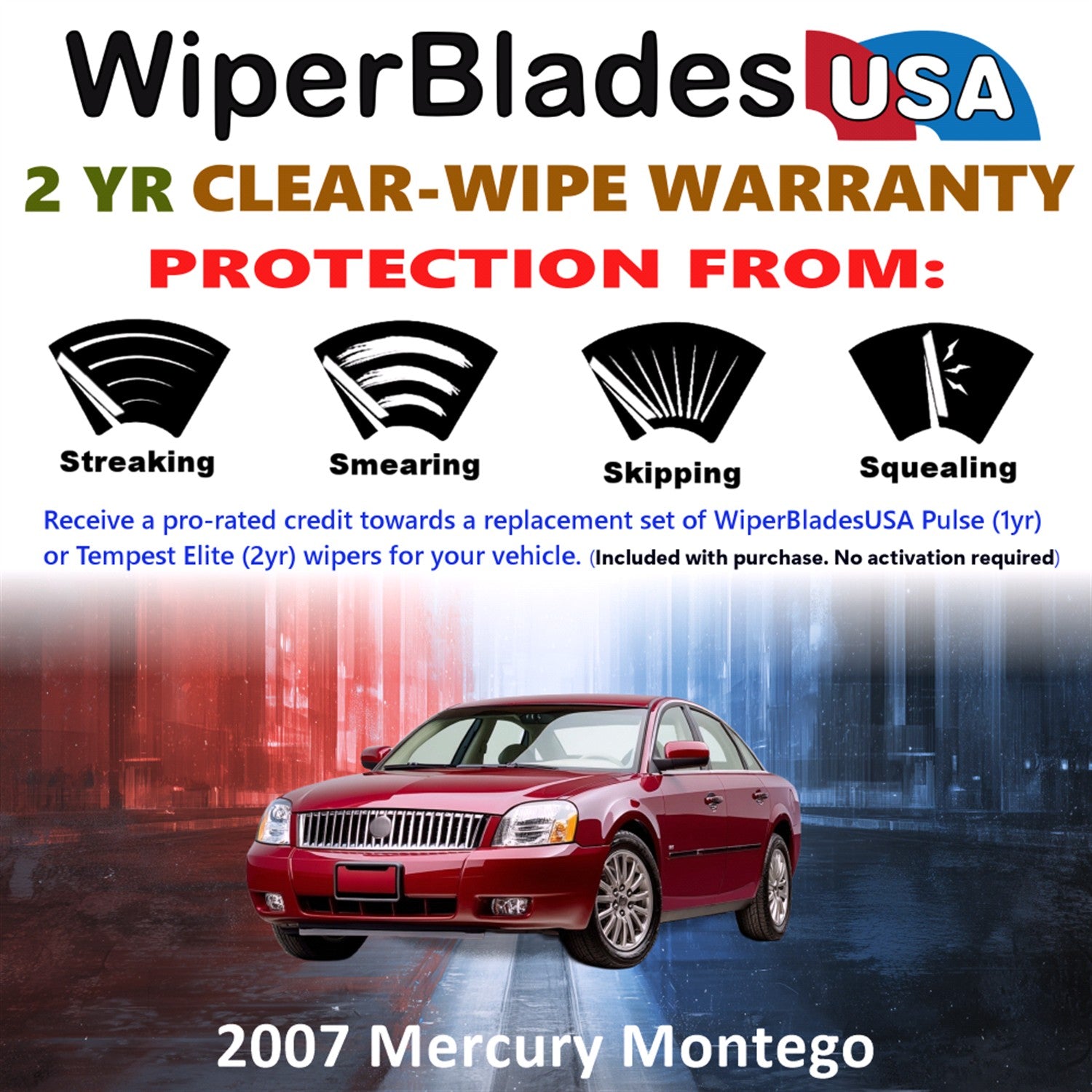 2007 Mercury Montego Front Wiper blades Set  Includes 2yr Wear Warranty & Free Delivery