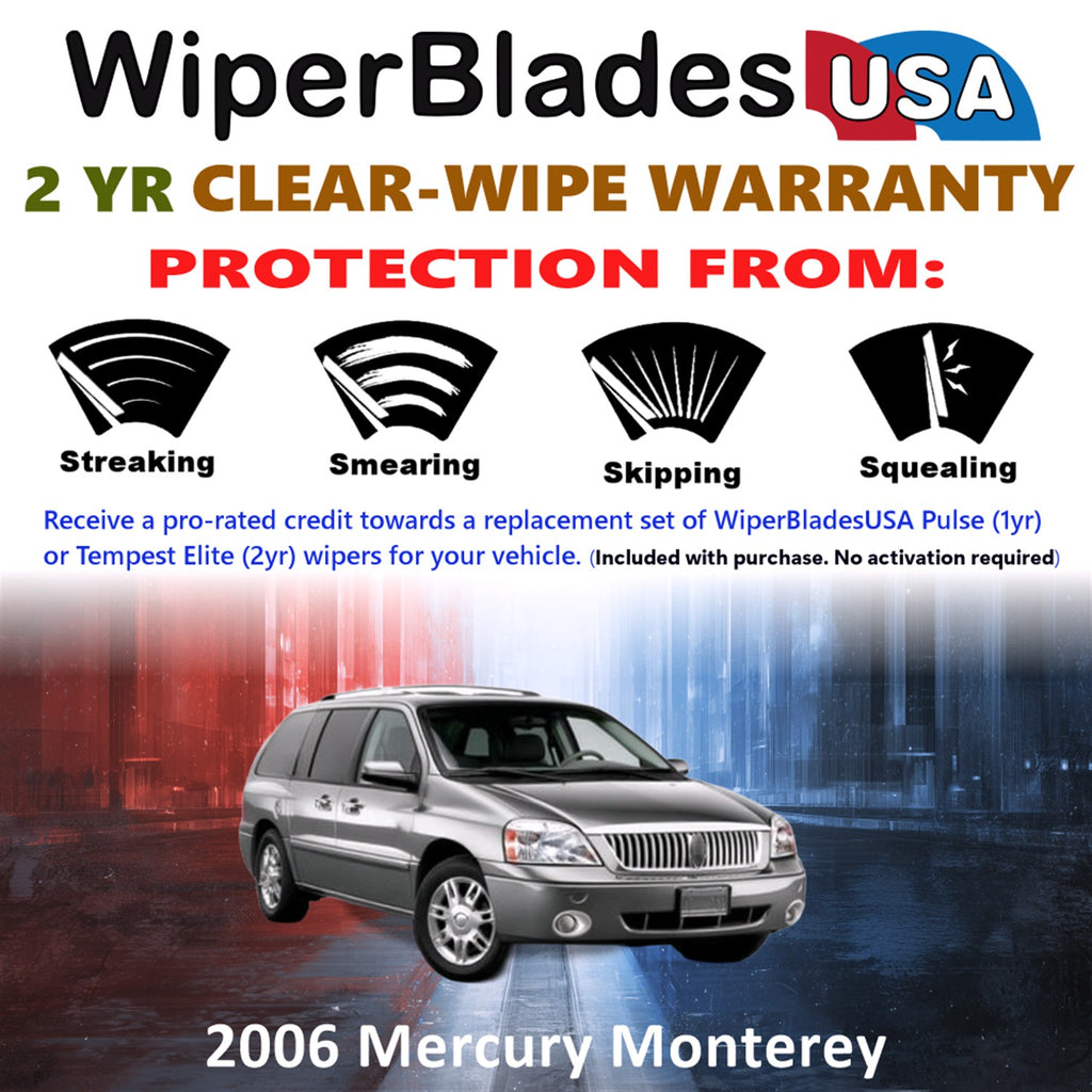 2006 Mercury Monterey Front Wiper blades Set  Includes 2yr Wear Warranty & Free Delivery