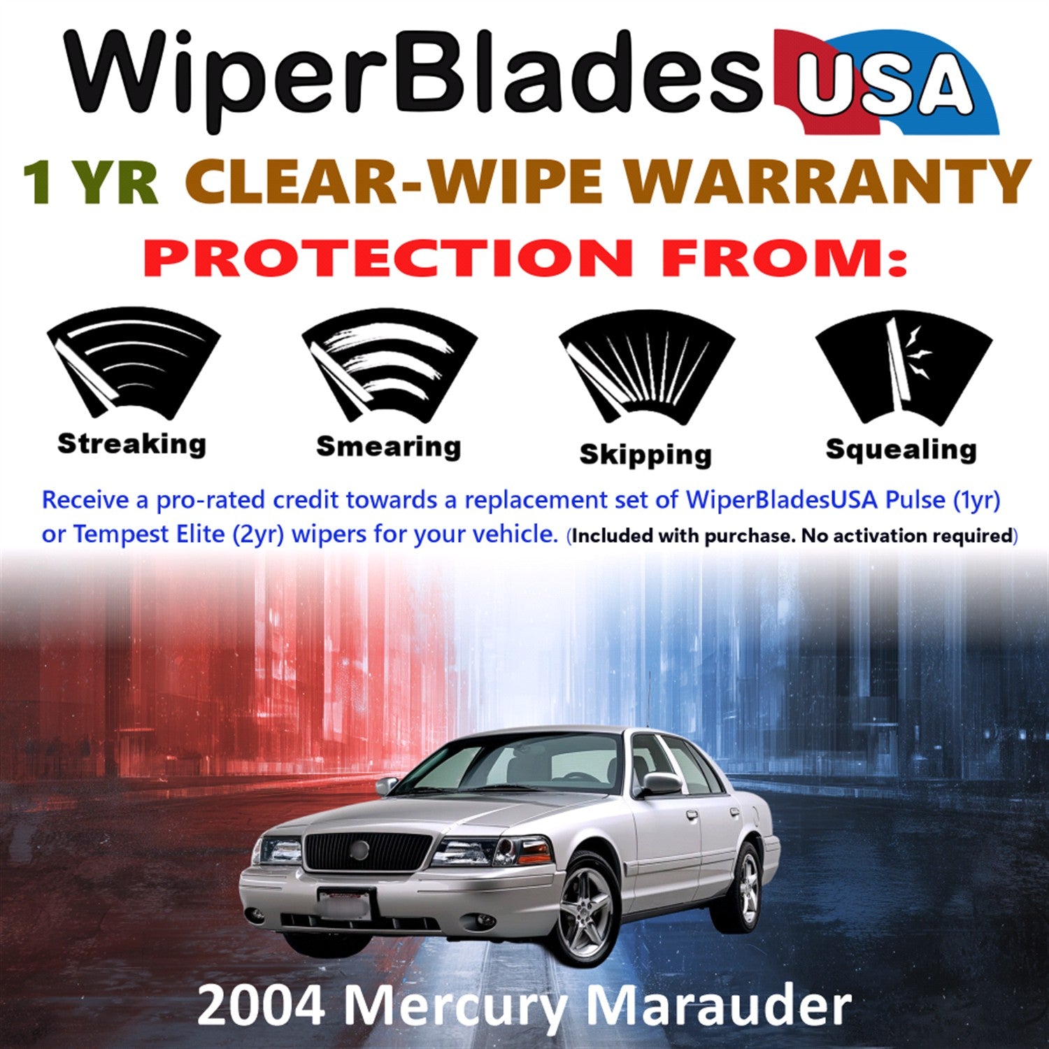 2004 Mercury Marauder Front Wiper blades Set Includes 1yr Wear Warranty & Free Delivery