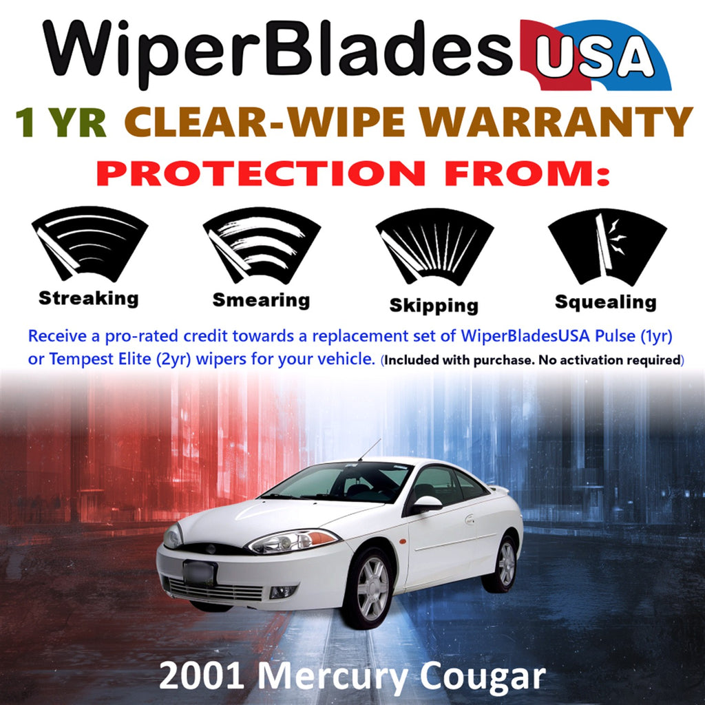 2001 Mercury Cougar Front Wiper blades Set Includes 1yr Wear Warranty & Free Delivery