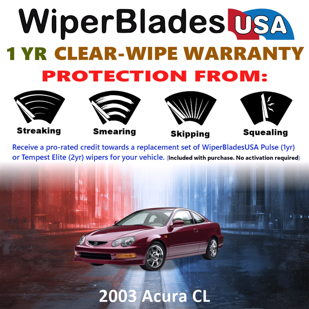 2003 Acura CL Front Wiper blades Set Includes 1yr Wear Warranty & Free Delivery