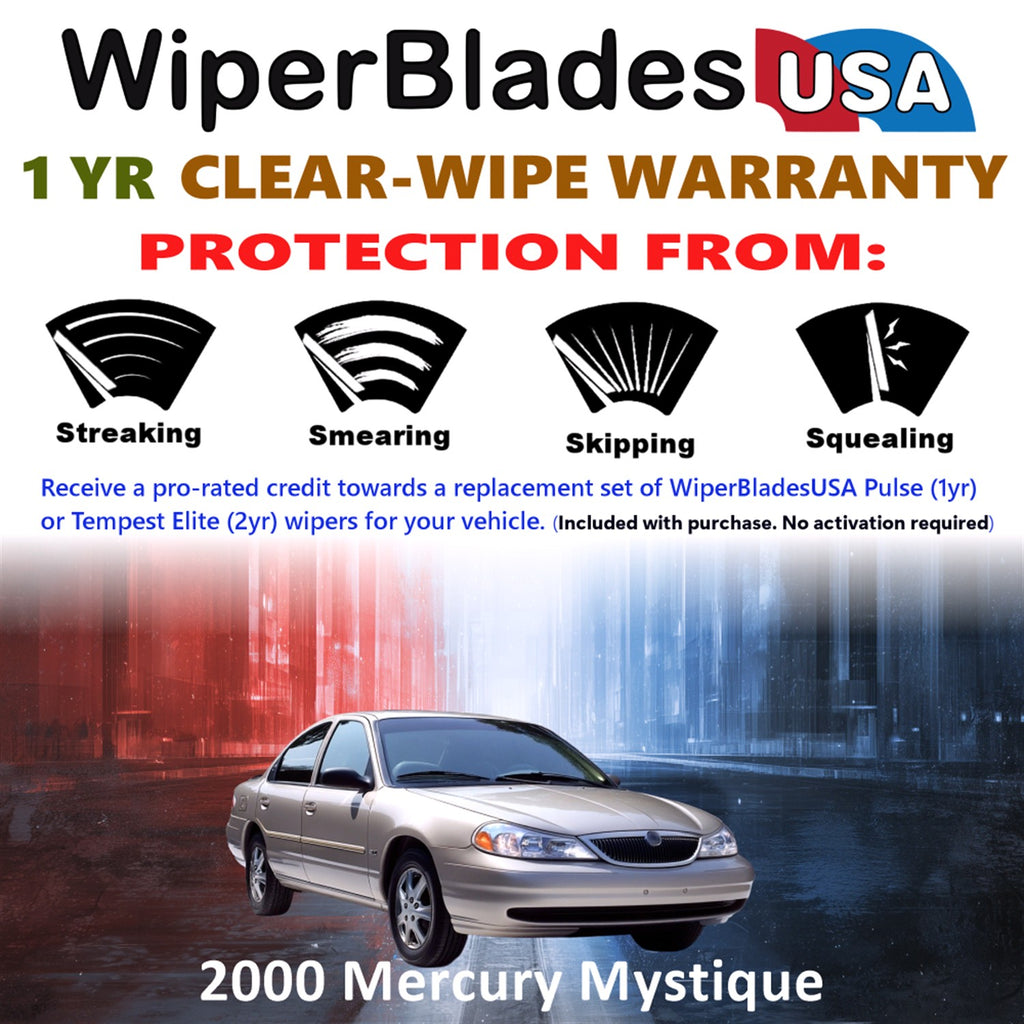 2000 Mercury Mystique Front Wiper blades Set Includes 1yr Wear Warranty & Free Delivery