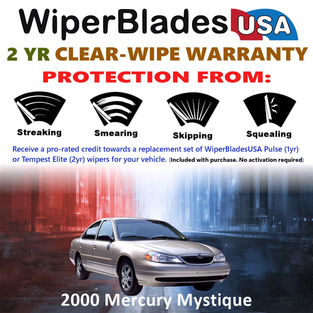 2000 Mercury Mystique Front Wiper blades Set  Includes 2yr Wear Warranty & Free Delivery