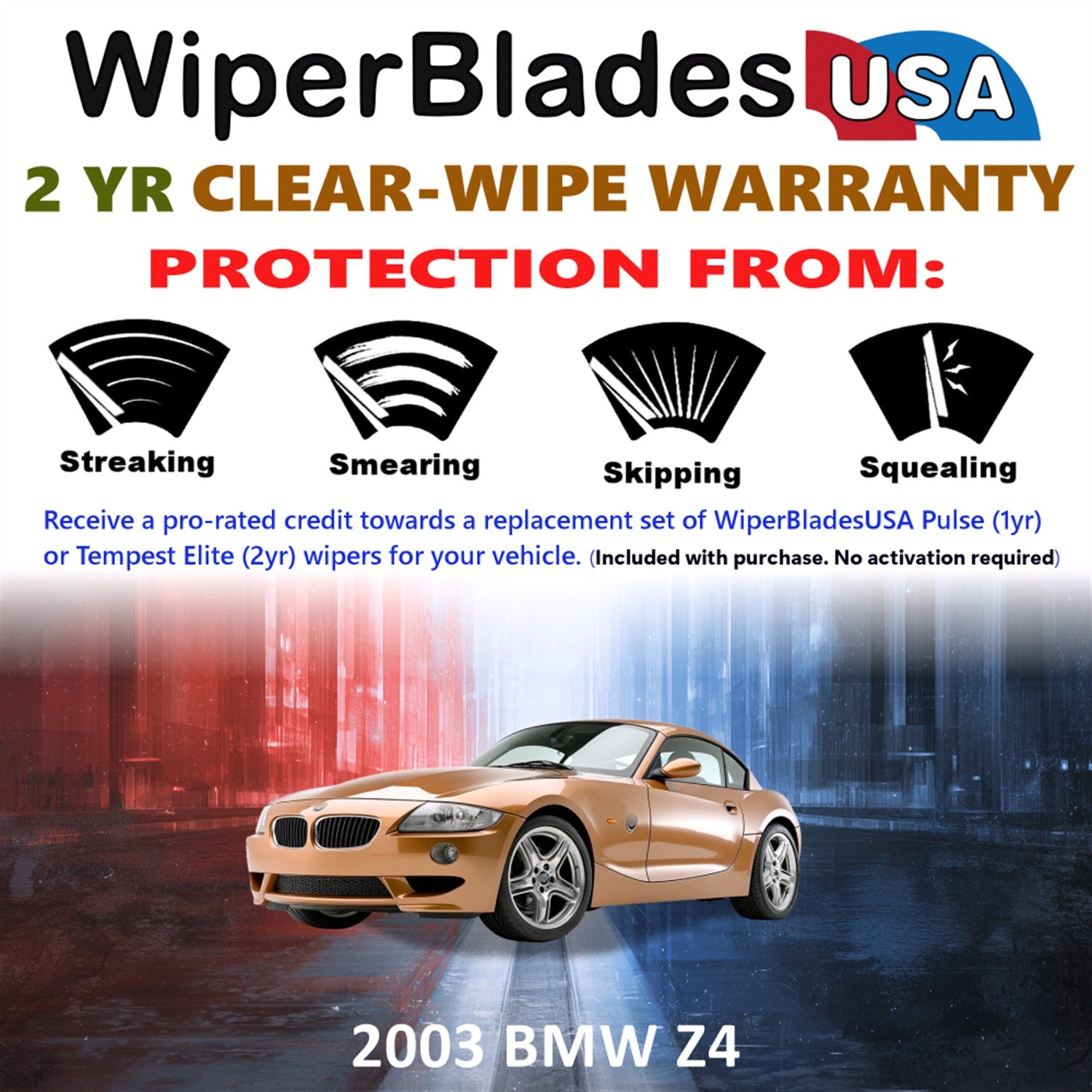 2003 BMW Z4 Front Wiper blades Set  Includes 2yr Wear Warranty & Free Delivery