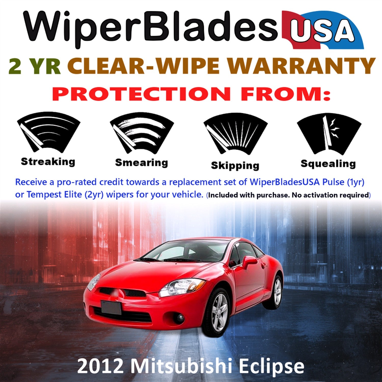 2012 Mitsubishi Eclipse Front Wiper blades Set  Includes 2yr Wear Warranty & Free Delivery