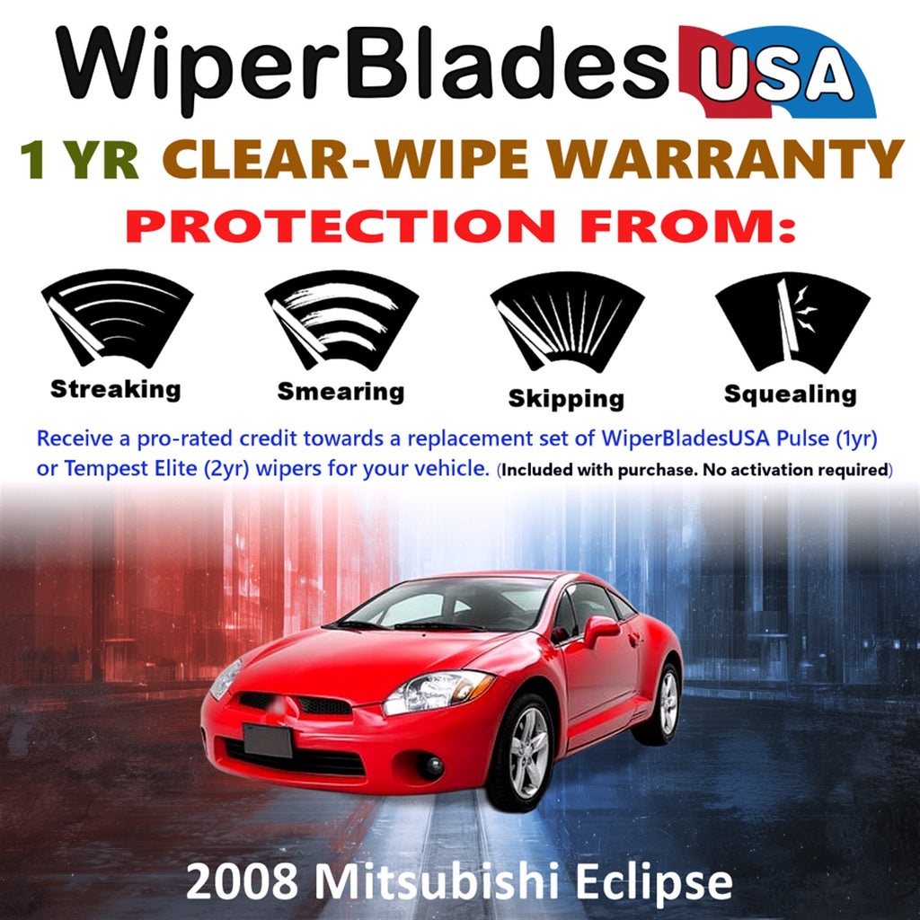 2008 Mitsubishi Eclipse Front w/Rear Wiper blades Set Includes 1yr Wear Warranty & Free Delivery