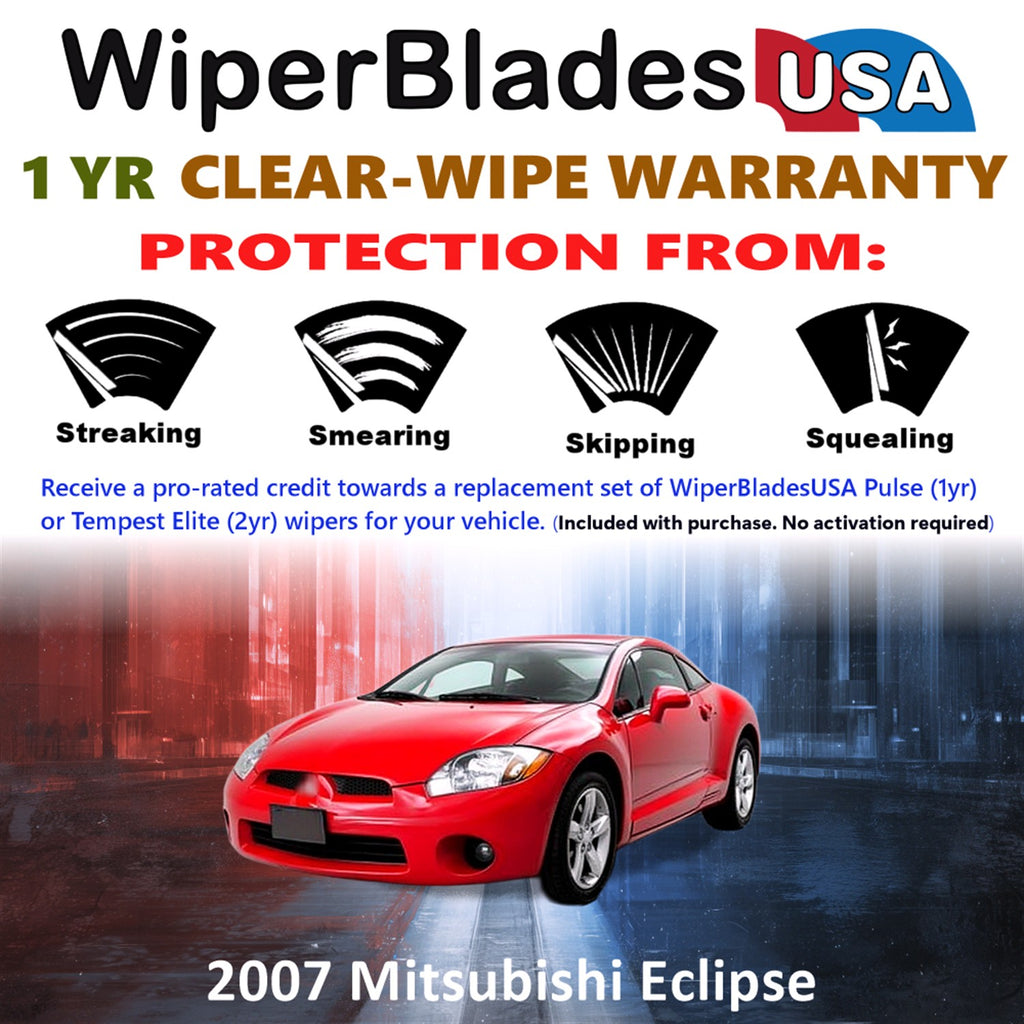 2007 Mitsubishi Eclipse Front Wiper blades Set Includes 1yr Wear Warranty & Free Delivery