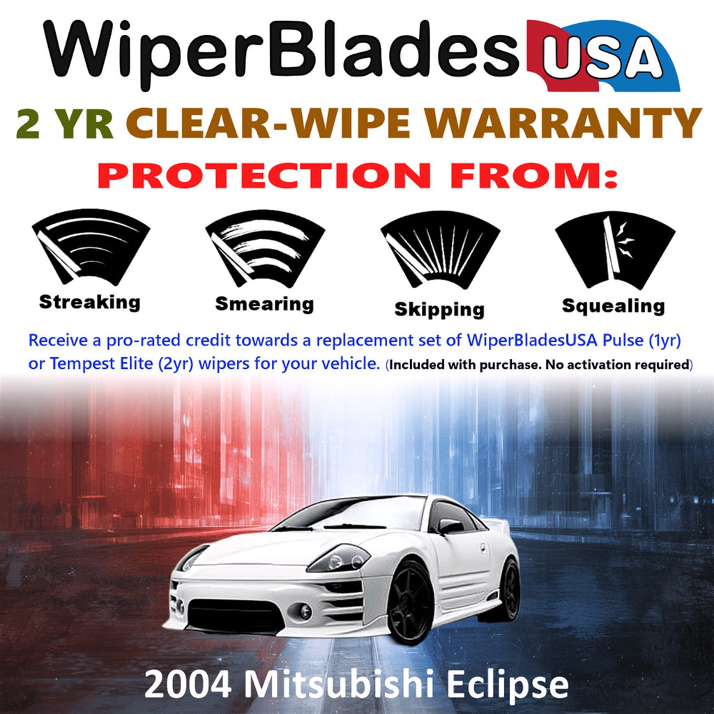 2004 Mitsubishi Eclipse Front Wiper blades Set  Includes 2yr Wear Warranty & Free Delivery