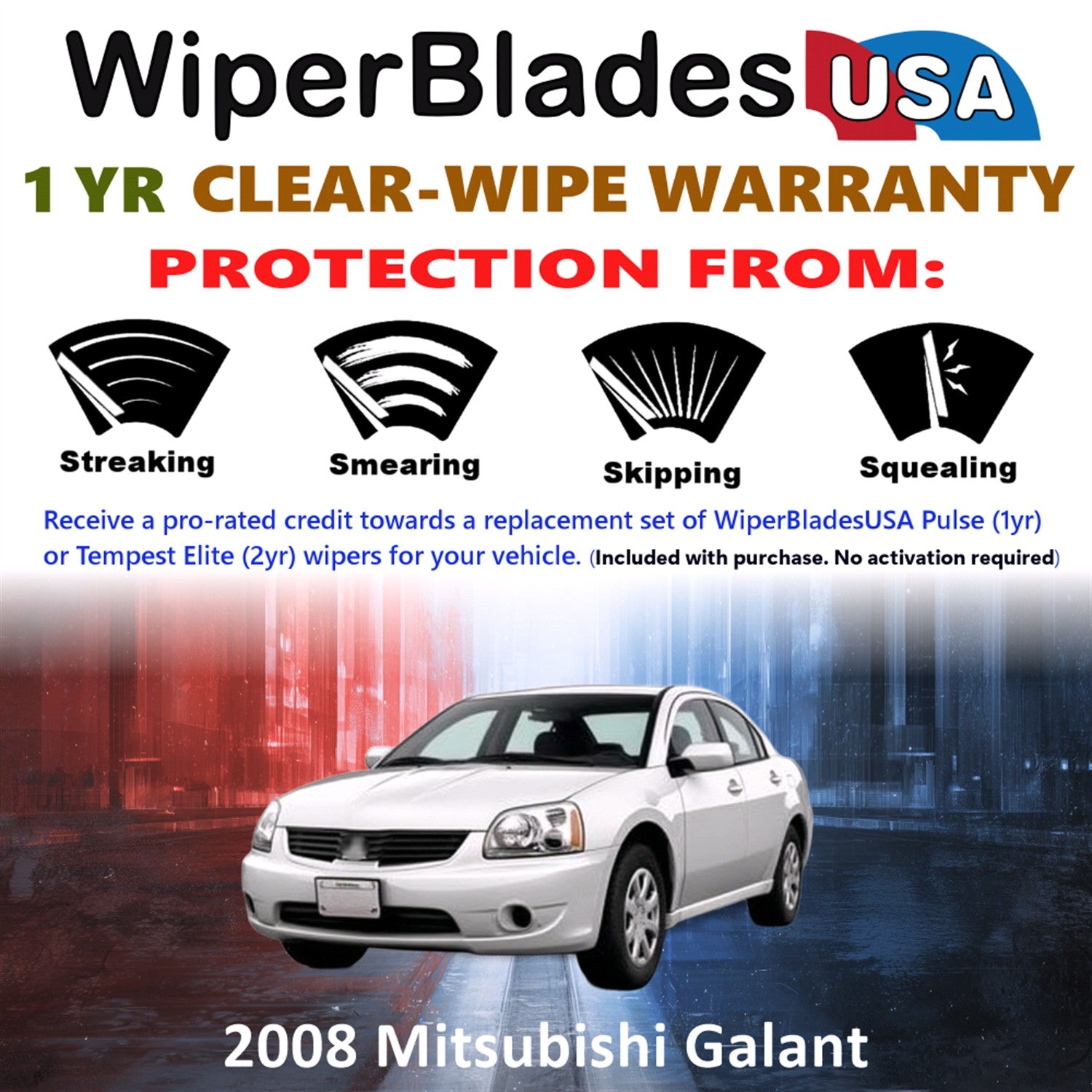 2008 Mitsubishi Galant Front Wiper blades Set Includes 1yr Wear Warranty & Free Delivery
