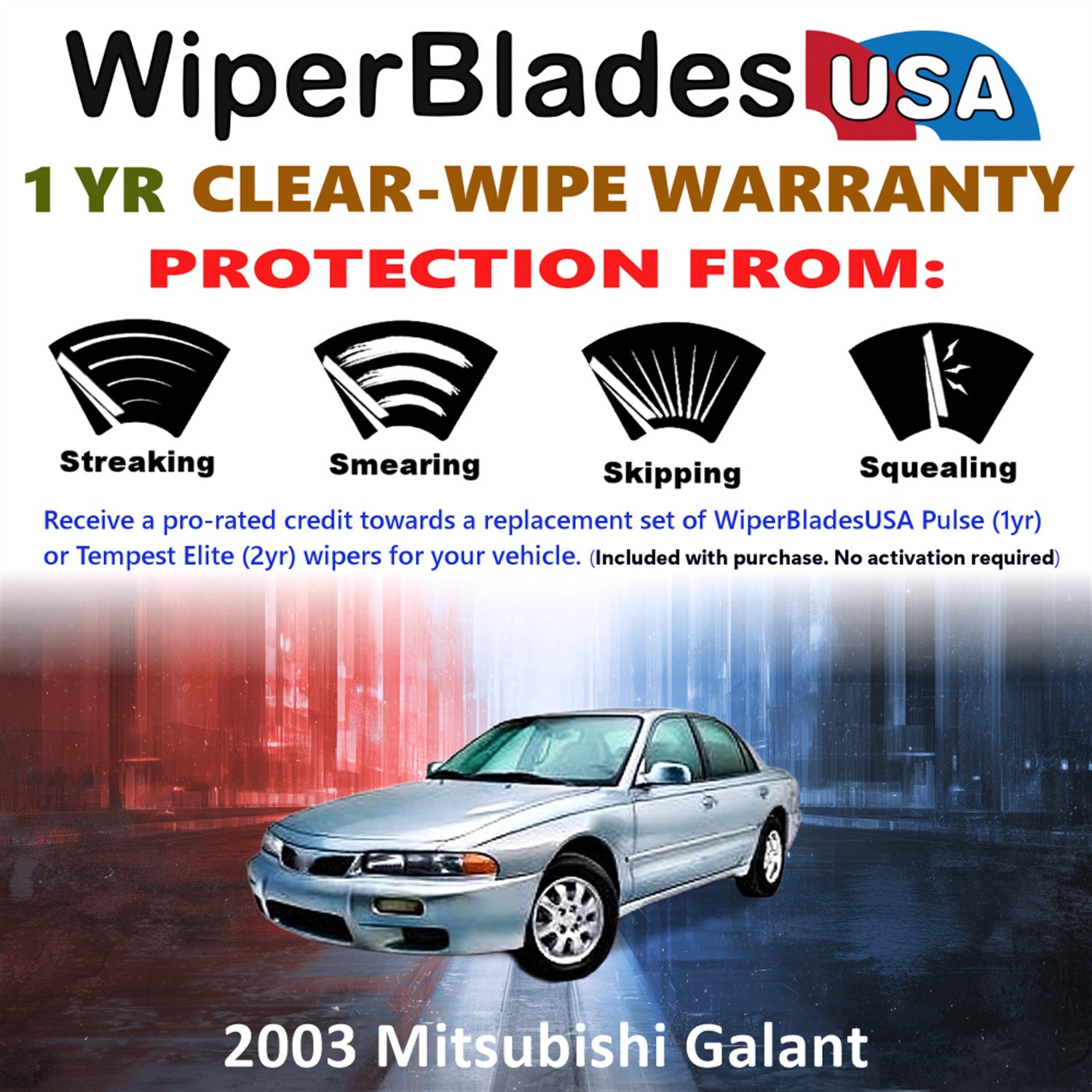 2003 Mitsubishi Galant Front Wiper blades Set Includes 1yr Wear Warranty & Free Delivery