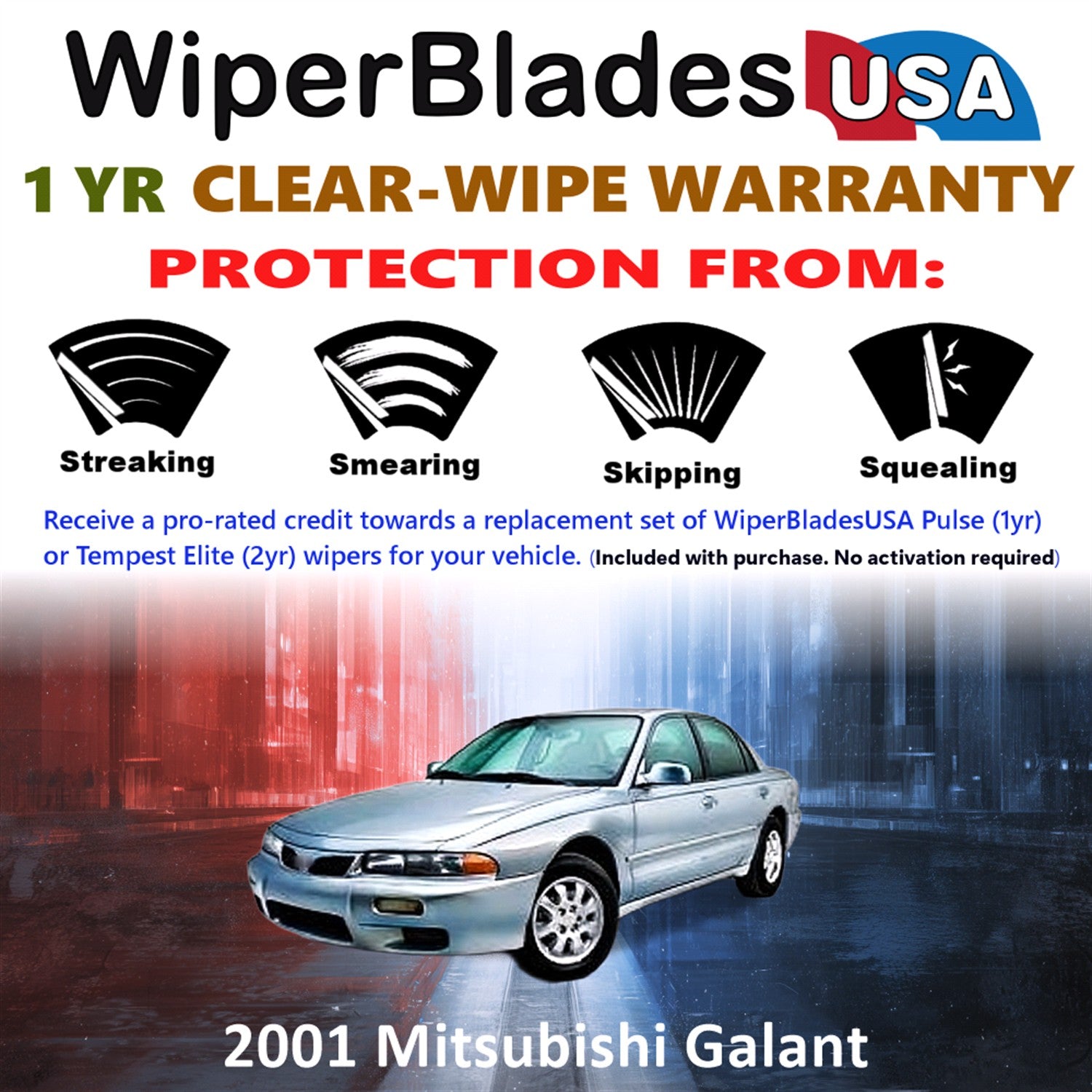 2001 Mitsubishi Galant Front Wiper blades Set Includes 1yr Wear Warranty & Free Delivery