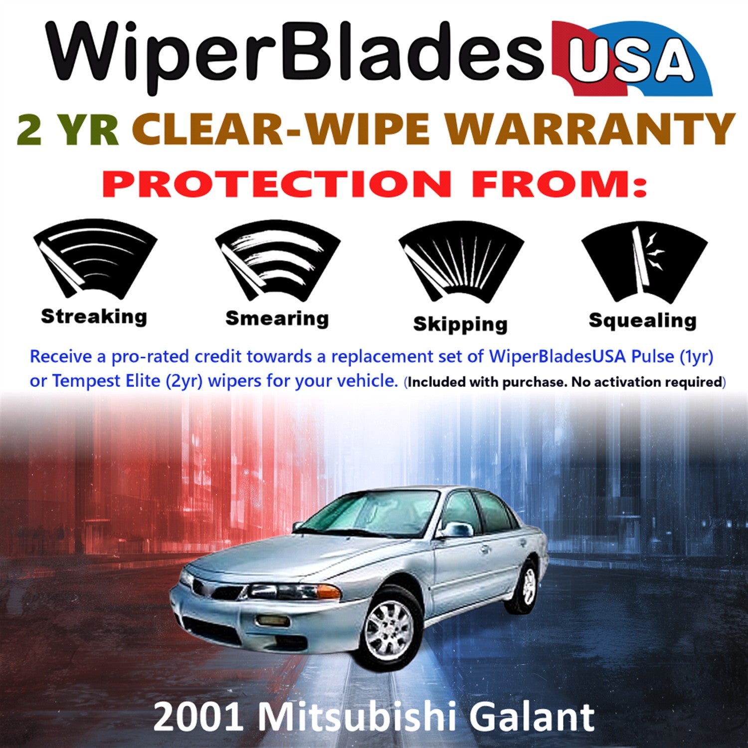 2001 Mitsubishi Galant Front Wiper blades Set  Includes 2yr Wear Warranty & Free Delivery