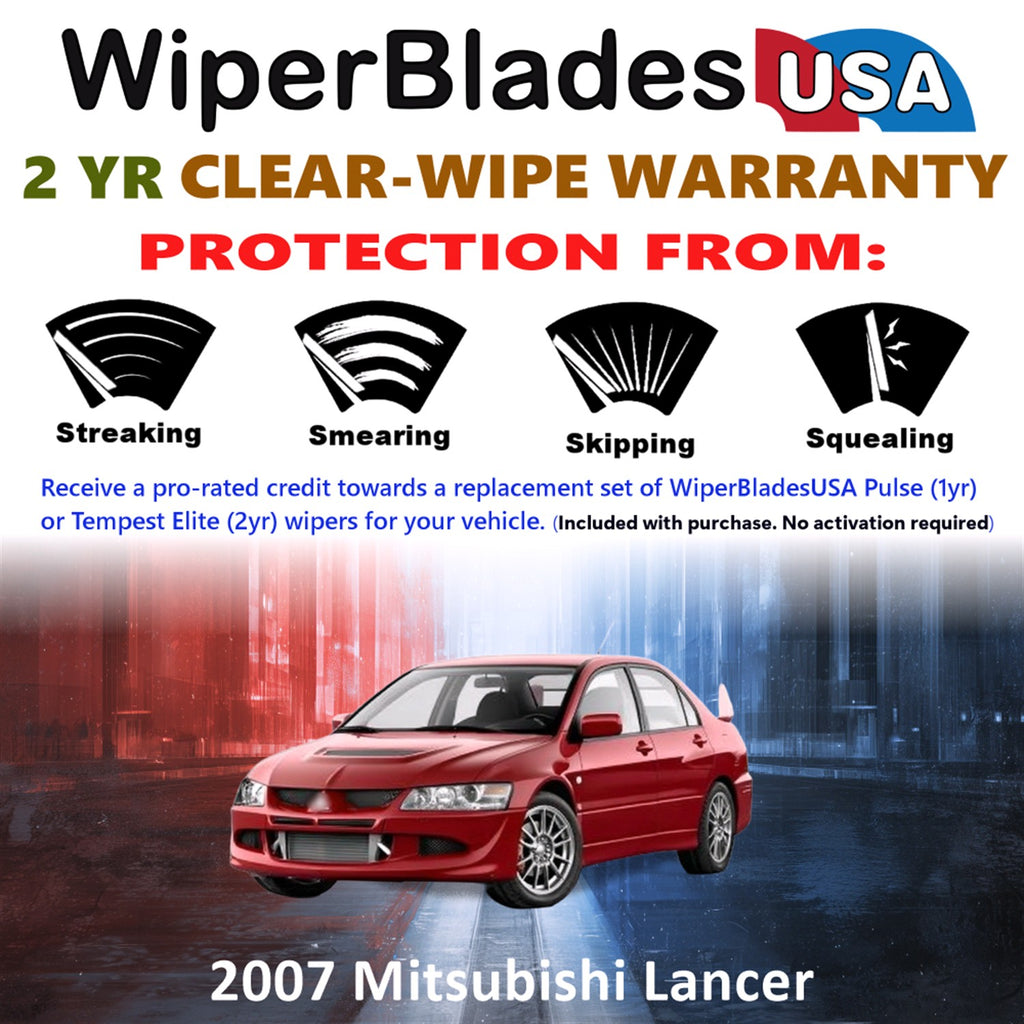 2007 Mitsubishi Lancer Front Wiper blades Set  Includes 2yr Wear Warranty & Free Delivery
