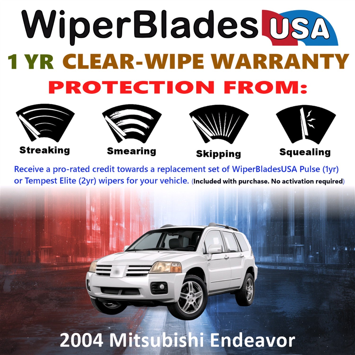 2004 Mitsubishi Endeavor Front Wiper blades Set Includes 1yr Wear Warranty & Free Delivery