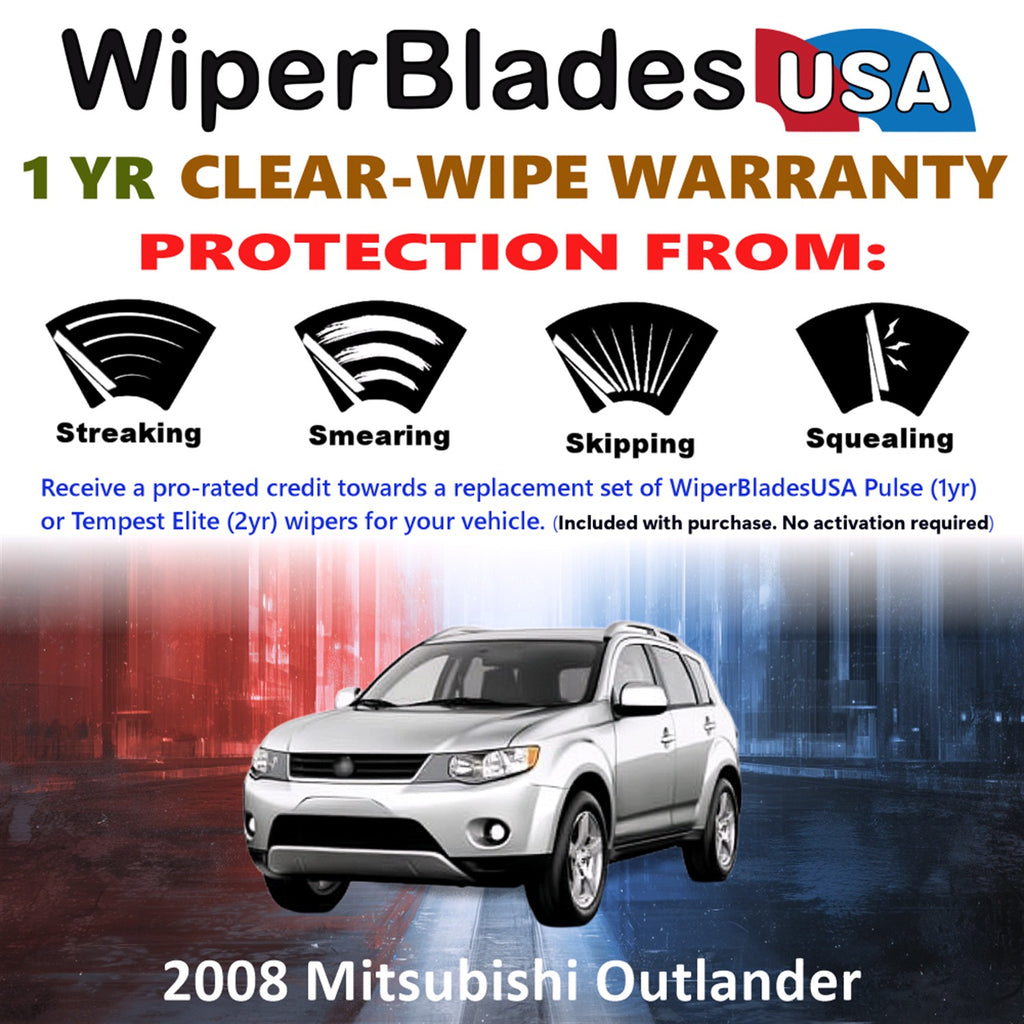 2008 Mitsubishi Outlander Front Wiper blades Set Includes 1yr Wear Warranty & Free Delivery