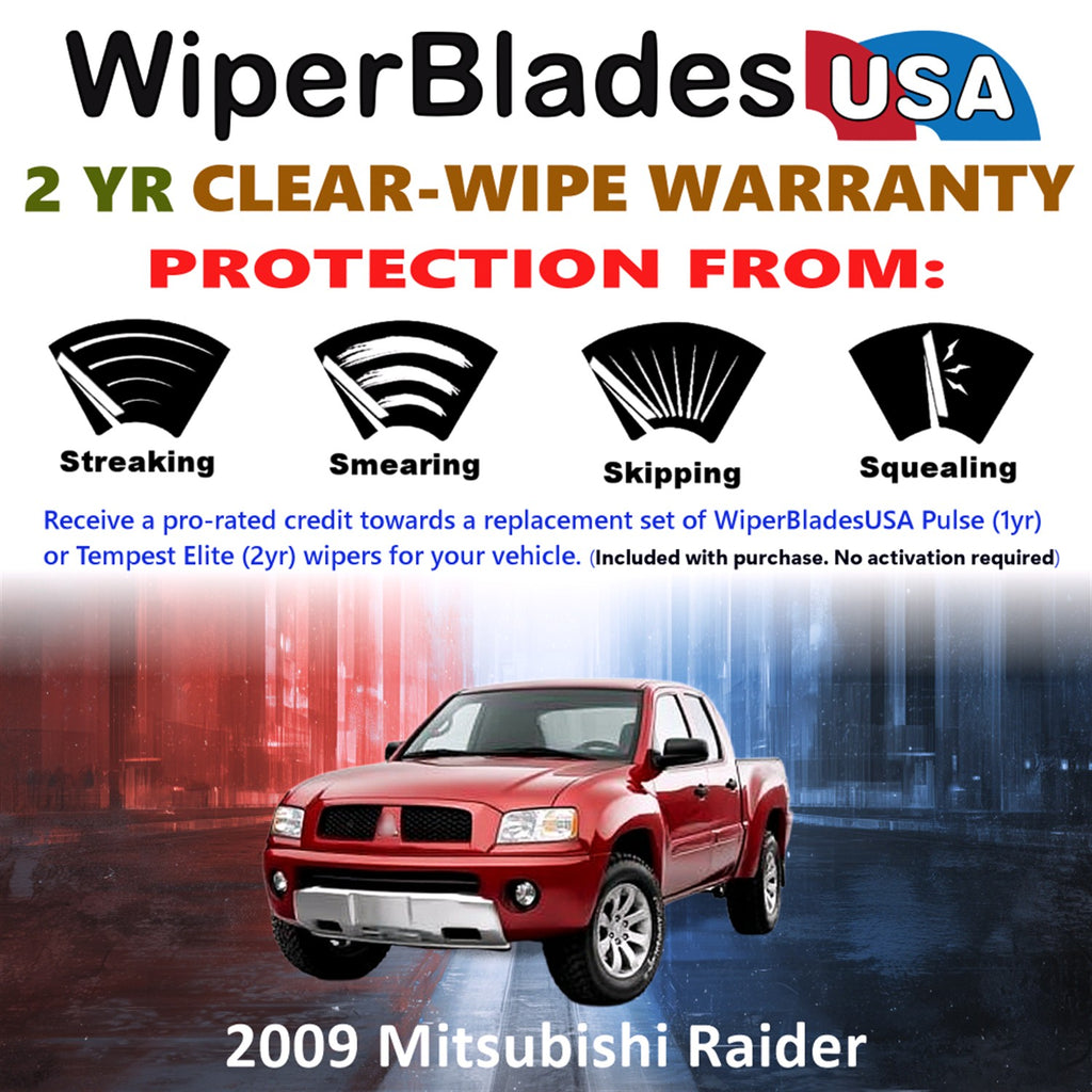 2009 Mitsubishi Raider Front Wiper blades Set  Includes 2yr Wear Warranty & Free Delivery