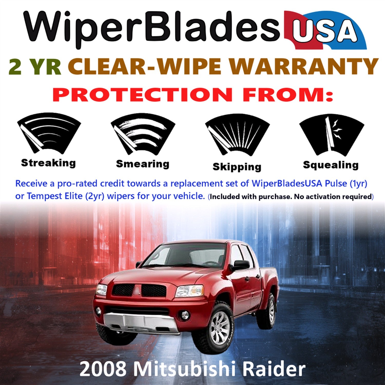 2008 Mitsubishi Raider Front Wiper blades Set  Includes 2yr Wear Warranty & Free Delivery
