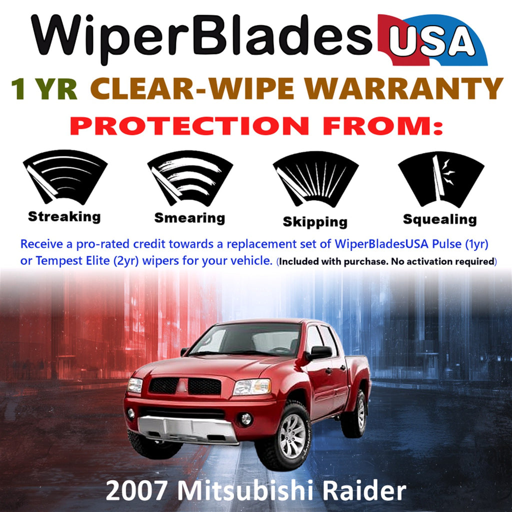 2007 Mitsubishi Raider Front Wiper blades Set Includes 1yr Wear Warranty & Free Delivery