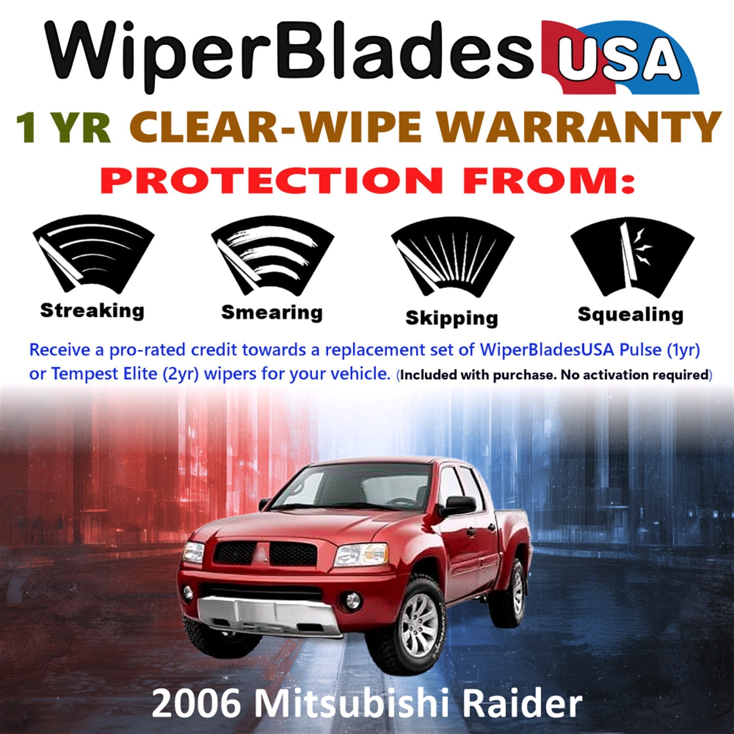 2006 Mitsubishi Raider Front Wiper blades Set Includes 1yr Wear Warranty & Free Delivery
