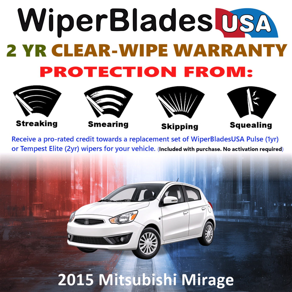 2015 Mitsubishi Mirage Front Wiper blades Set  Includes 2yr Wear Warranty & Free Delivery