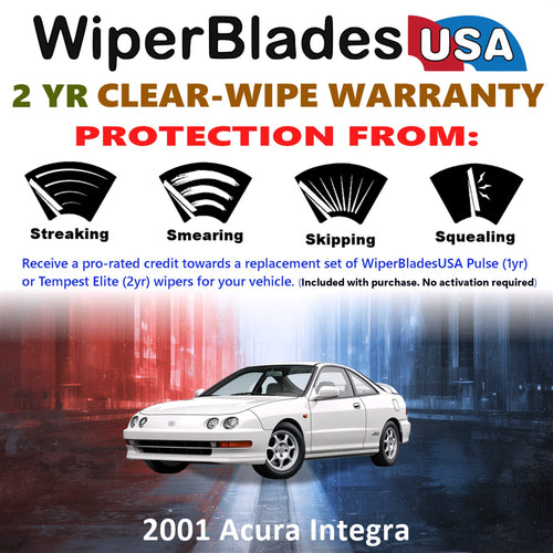 2001 Acura Integra Front Wiper blades Set  Includes 2yr Wear Warranty & Free Delivery