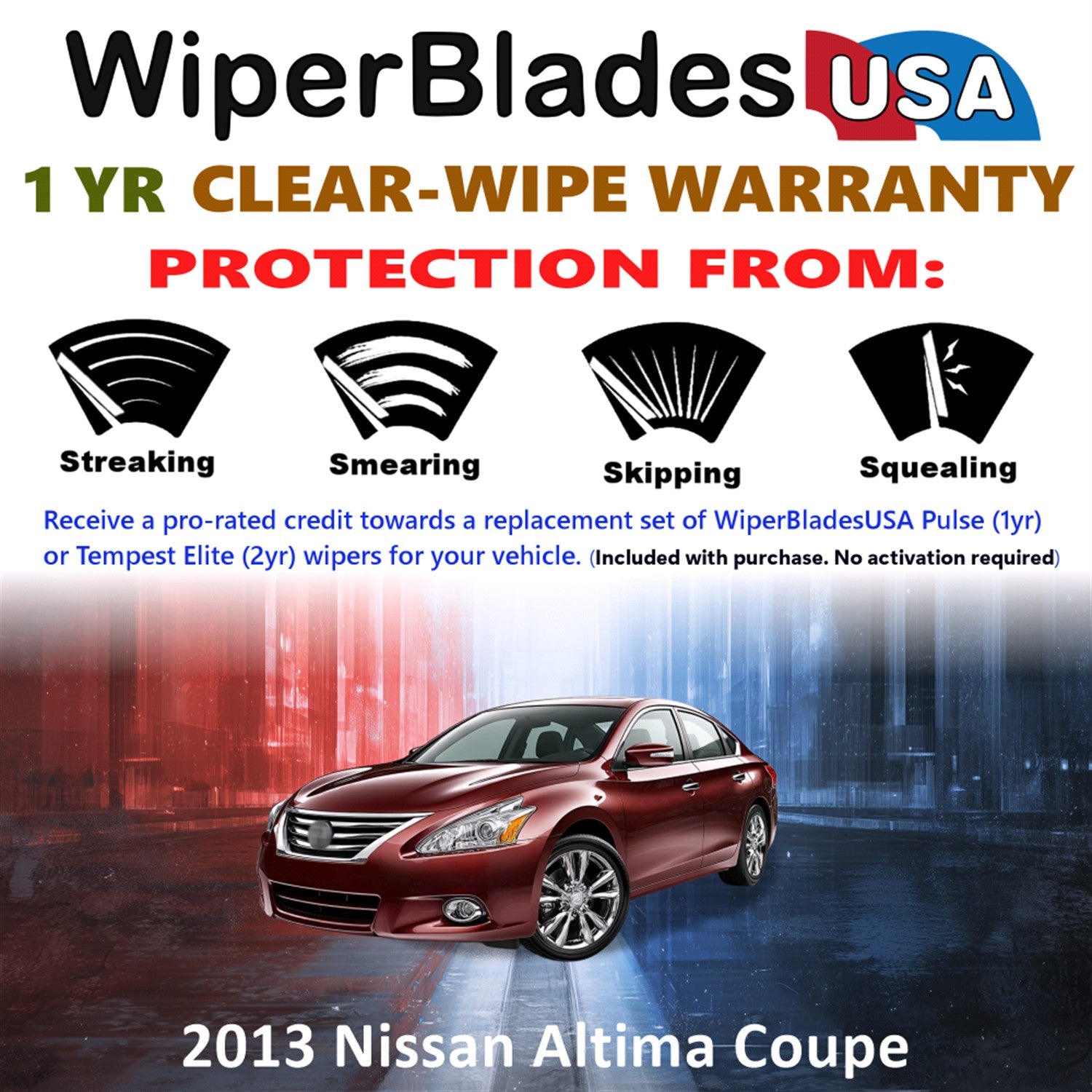 2013 Nissan Altima Front Wiper blades Set Includes 1yr Wear Warranty & Free Delivery