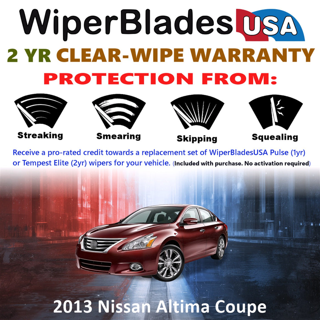 2013 Nissan Altima Front Wiper blades Set  Includes 2yr Wear Warranty & Free Delivery