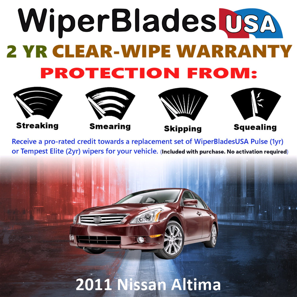2011 Nissan Altima Front Wiper blades Set  Includes 2yr Wear Warranty & Free Delivery