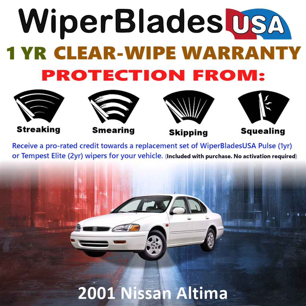 2001 Nissan Altima Front Wiper blades Set Includes 1yr Wear Warranty & Free Delivery