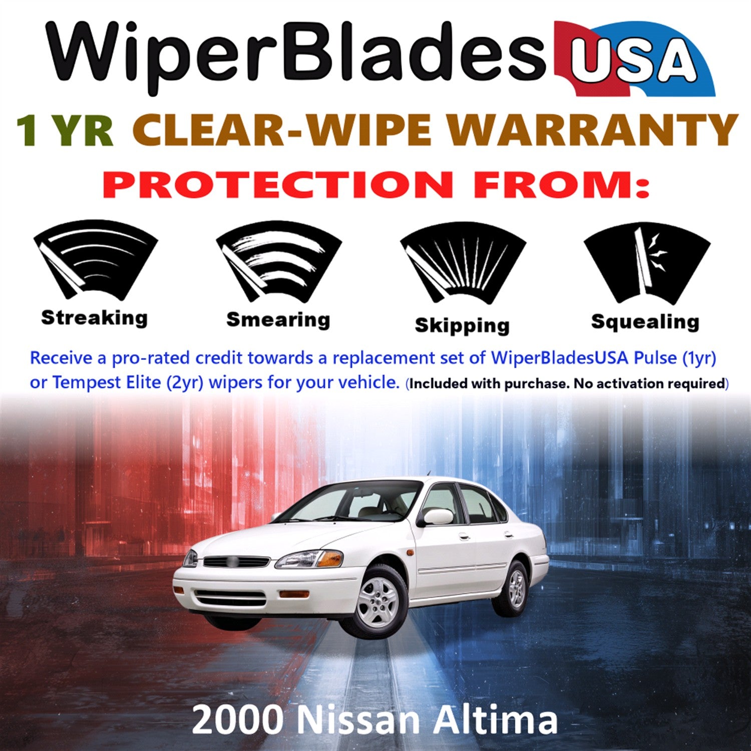 2000 Nissan Altima Front Wiper blades Set Includes 1yr Wear Warranty & Free Delivery