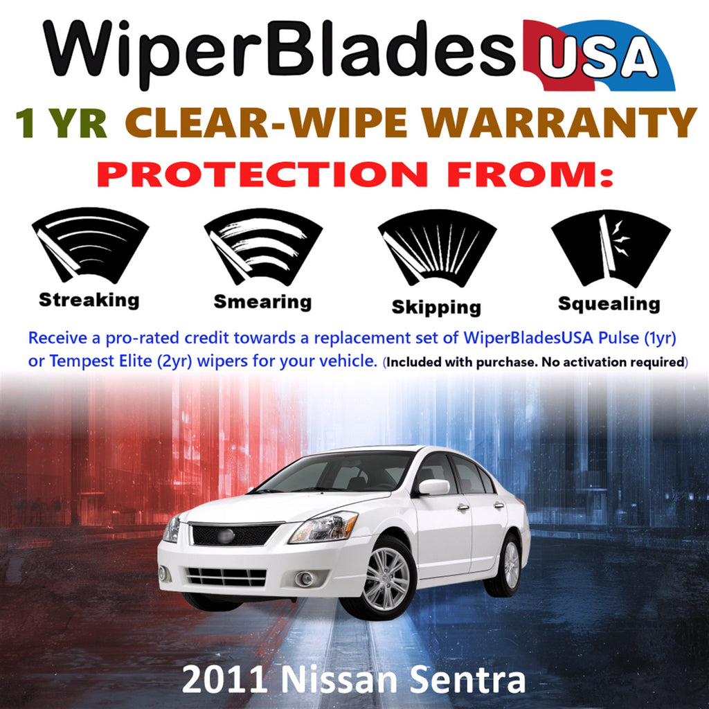 2011 Nissan Sentra Front Wiper blades Set Includes 1yr Wear Warranty & Free Delivery