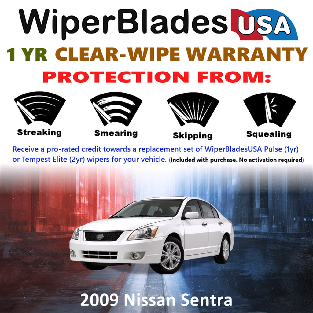 2009 Nissan Sentra Front Wiper blades Set Includes 1yr Wear Warranty & Free Delivery