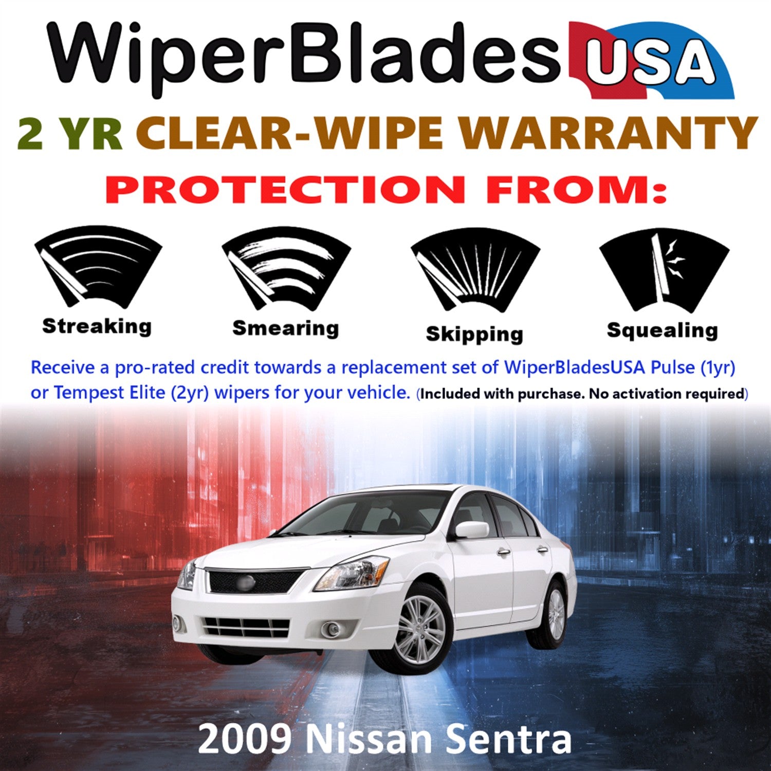 2009 Nissan Sentra Front Wiper blades Set  Includes 2yr Wear Warranty & Free Delivery