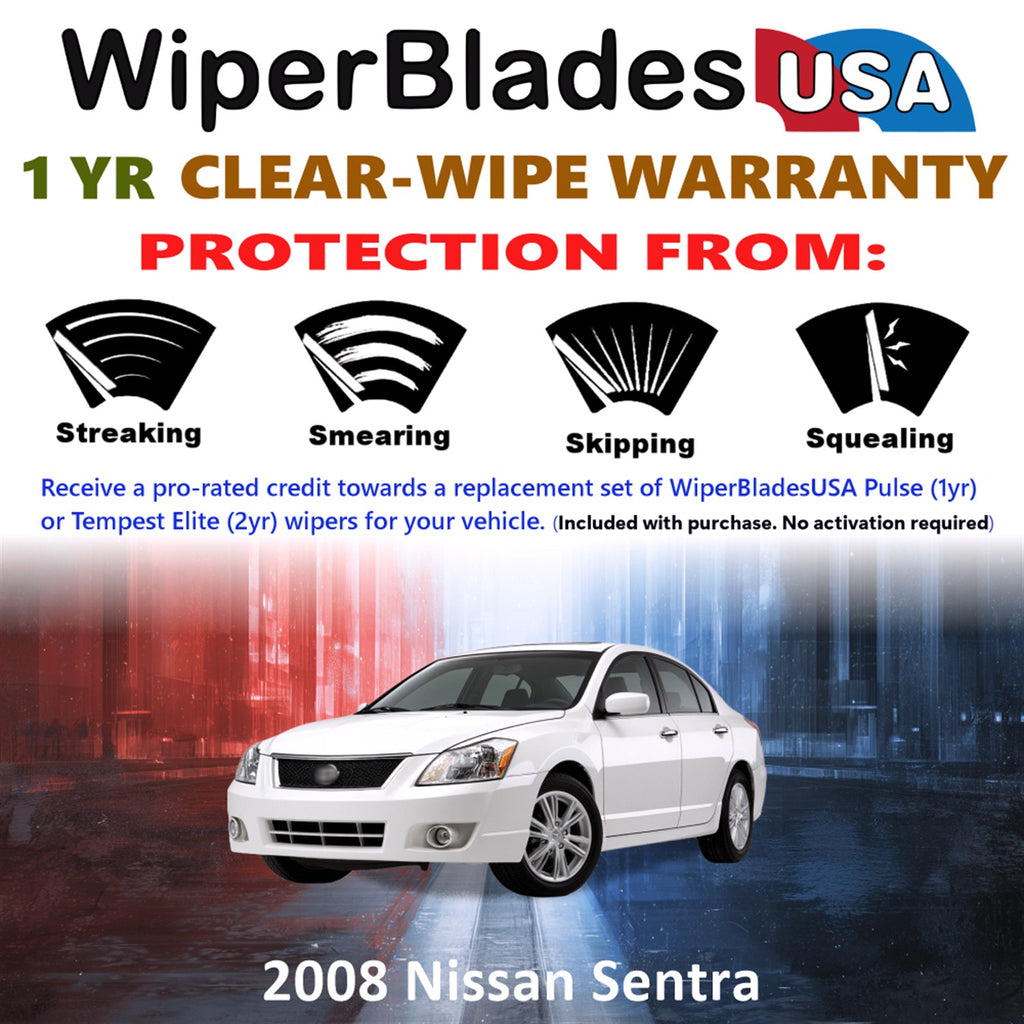 2008 Nissan Sentra Front Wiper blades Set Includes 1yr Wear Warranty & Free Delivery