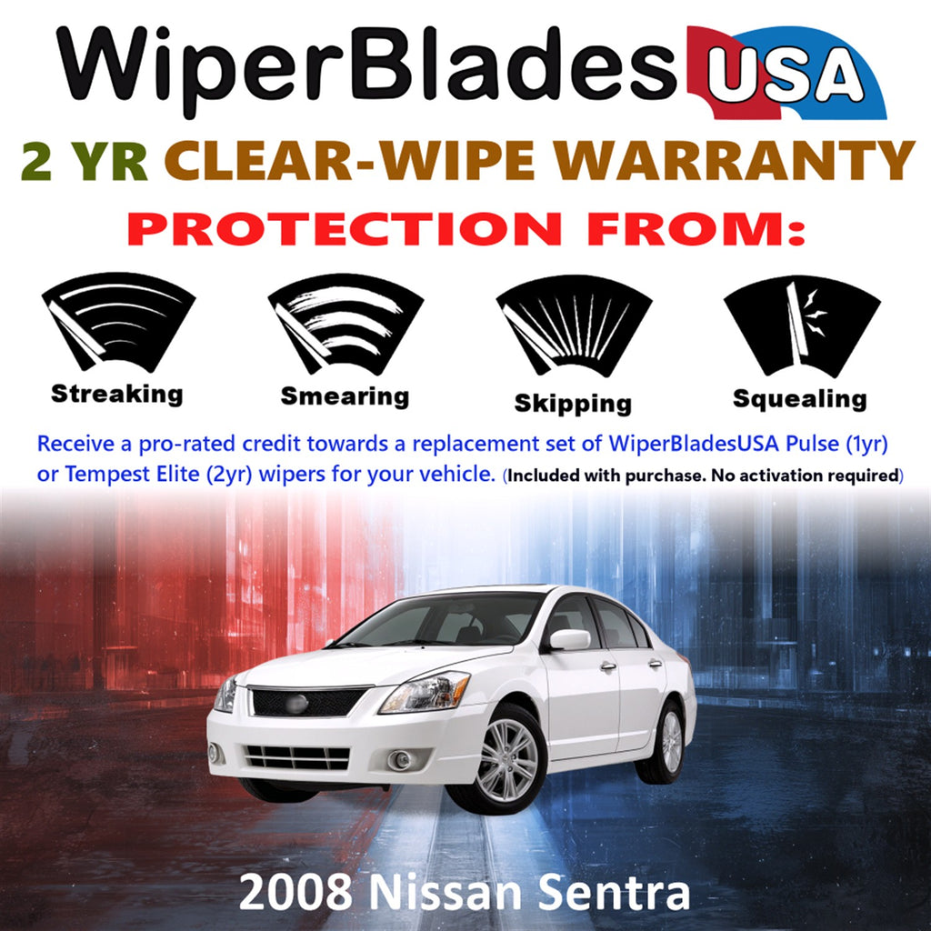 2008 Nissan Sentra Front Wiper blades Set  Includes 2yr Wear Warranty & Free Delivery