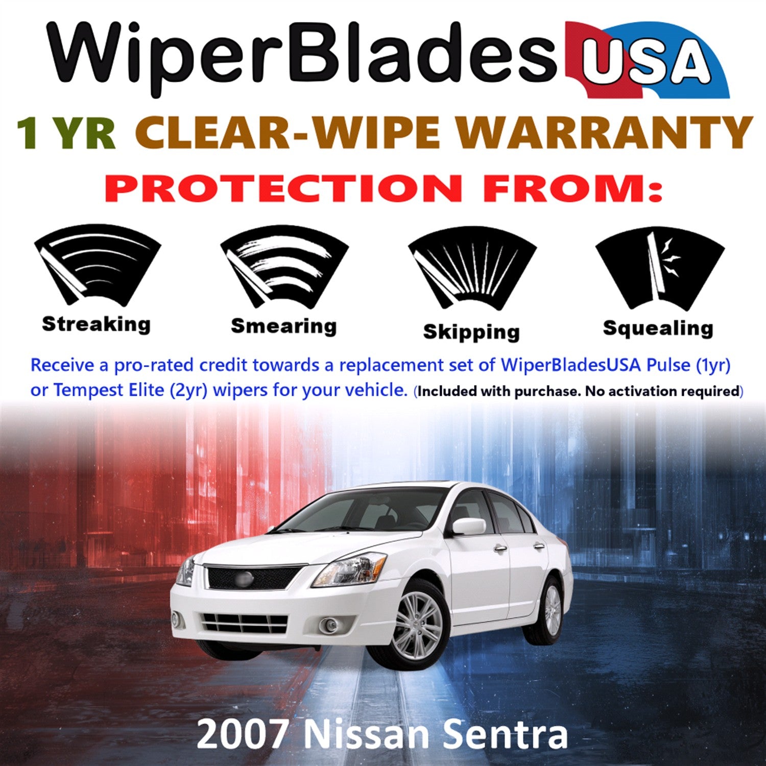 2007 Nissan Sentra Front Wiper blades Set Includes 1yr Wear Warranty & Free Delivery