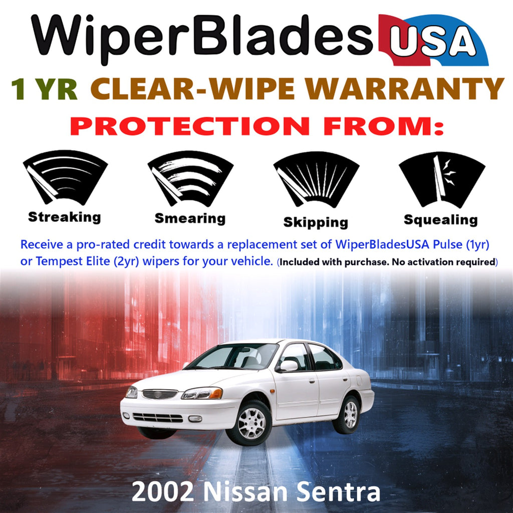 2002 Nissan Sentra Front Wiper blades Set Includes 1yr Wear Warranty & Free Delivery