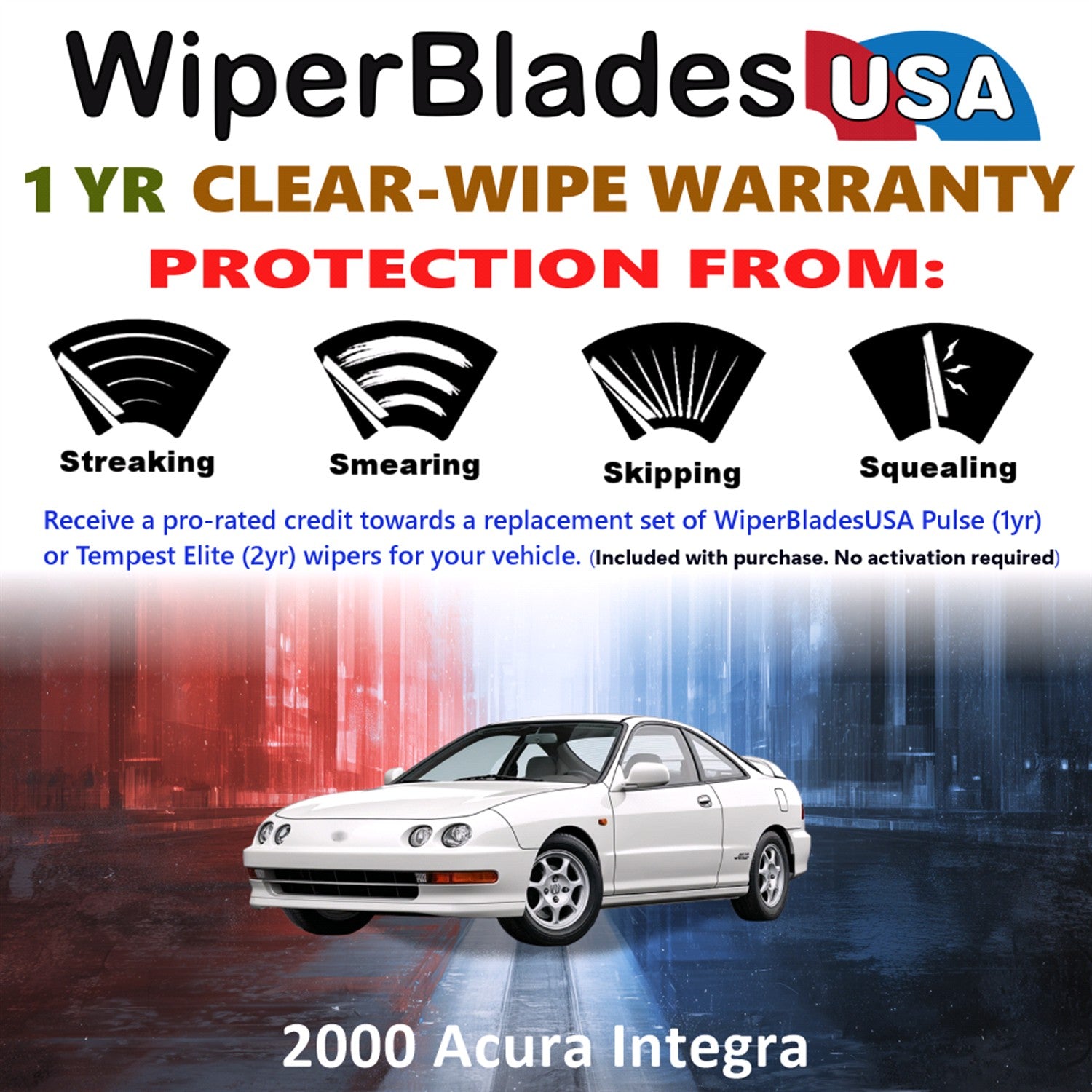 2000 Acura Integra Front Wiper blades Set Includes 1yr Wear Warranty & Free Delivery