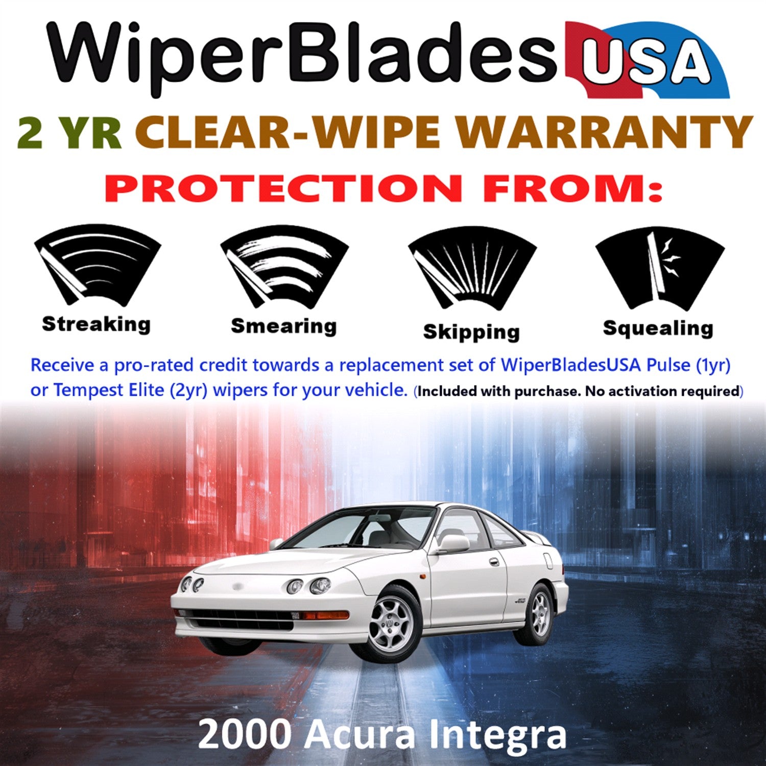 2000 Acura Integra Front Wiper blades Set  Includes 2yr Wear Warranty & Free Delivery