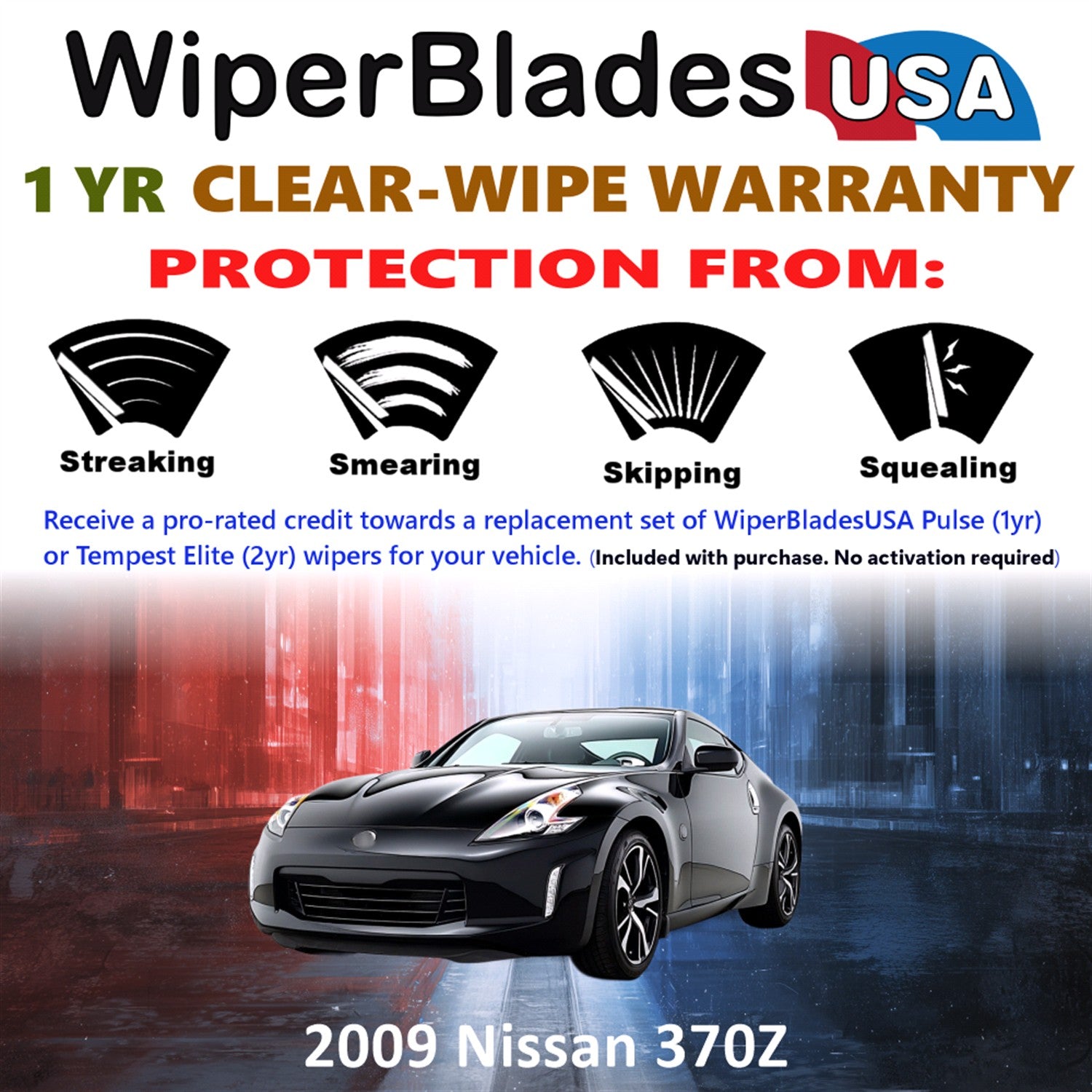 2009 Nissan 370Z Front Wiper blades Set Includes 1yr Wear Warranty & Free Delivery