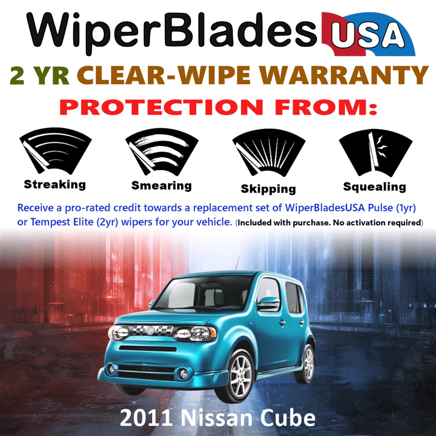 2011 Nissan Cube Front Wiper blades Set  Includes 2yr Wear Warranty & Free Delivery